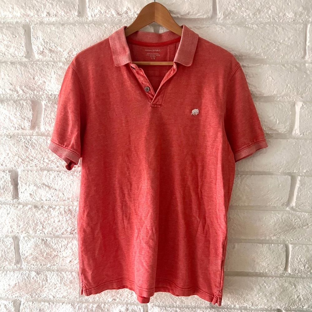 Banana Republic Men Polo Large Pink Cotton T-56